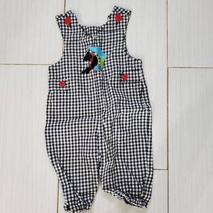 Chez Ami Doggie Black and White Checked Baby Toddler Romper Overalls 12 Months